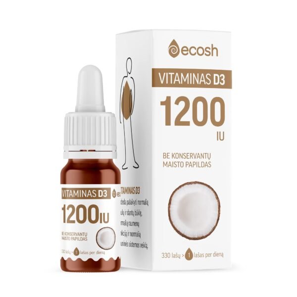 ECOSH vitaminas D3 su kokosų aliejumi 1200IU, 10ml