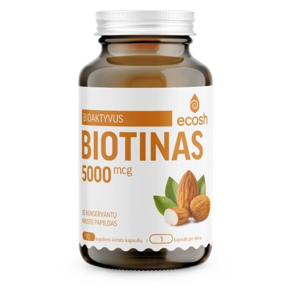 ECOSH bioaktyvus Biotinas, 5000µg, 90 kapsulių