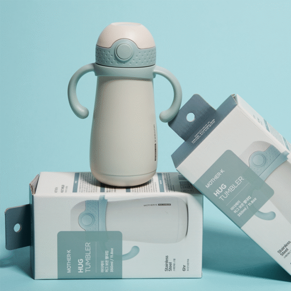 Mother-K termo HUG gertuvė su šiaudeliu (350 ml), mėtinės spalvos