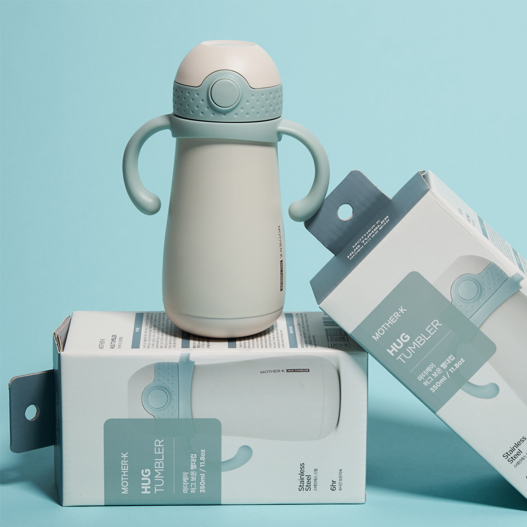 Mother-K termo HUG gertuvė su šiaudeliu (350 ml), mėtinės spalvos