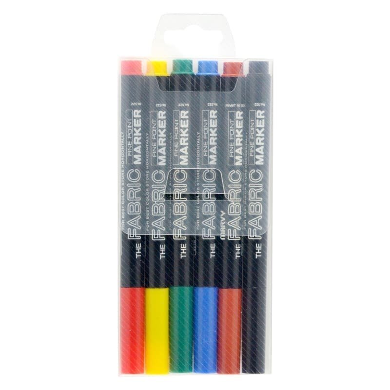 Markeriai tekstilei plonu galiuku Marvy Fabric Marker Fine #522-6A, 6 vnt.