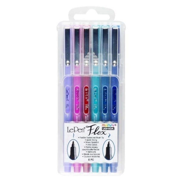 MARVY rašikliai teptukiniu galiuku #4800-6B „Le Pen Flex” Jewel, 6 spalvos