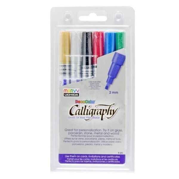 Markeriai įvairių paviršių dekoravimui Decocolor Paint Marker Calligraphy #125-6A, 6vnt.