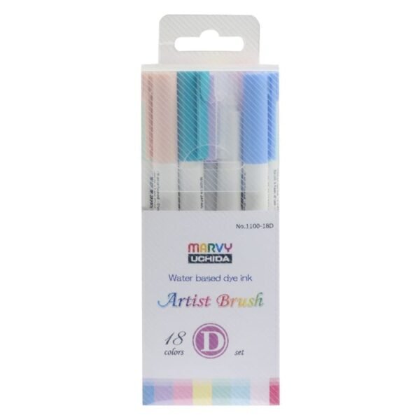 MARVY flomasteriai teptukiniu galiuku Artist Brush #1100-18D, 18 vnt.