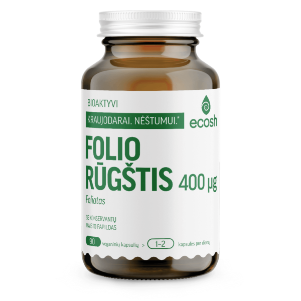 ECOSH Bioaktyvi folio rūgštis (foliatas), 400µg, 90 kapsulių