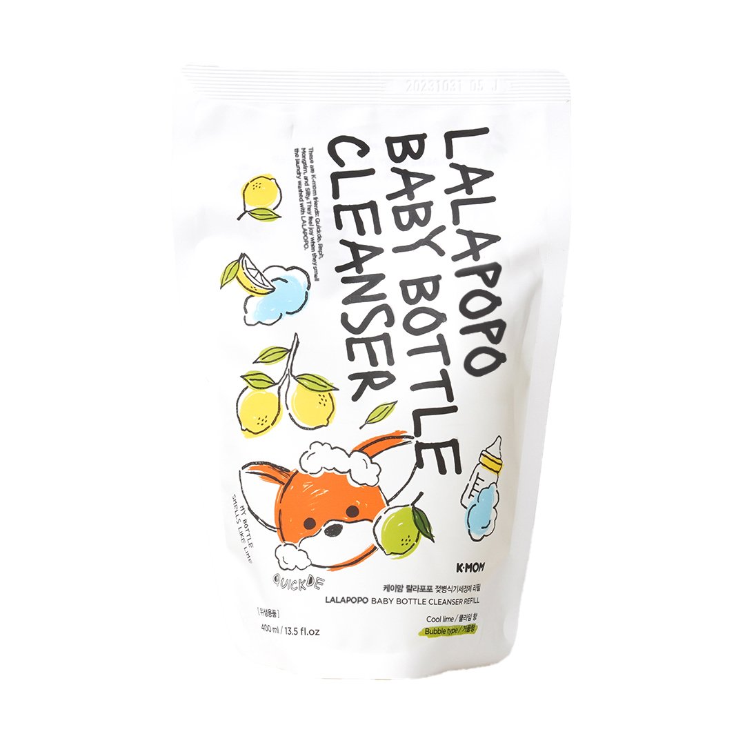 K-MOM Lalapopo maitinimo buteliukų, vaisių ir daržovių ploviklis (putų konsistencijos), papildymas, 400 ml