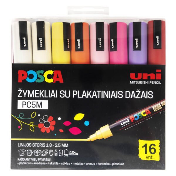 Akriliniai markeriai Posca PC-5M, Classic 16 vnt.