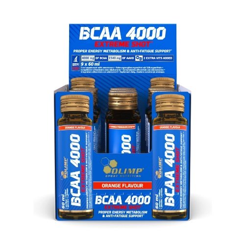 Olimp BCAA 4000 Extreme Shot 9 x 60ml skonis - Apelsinų