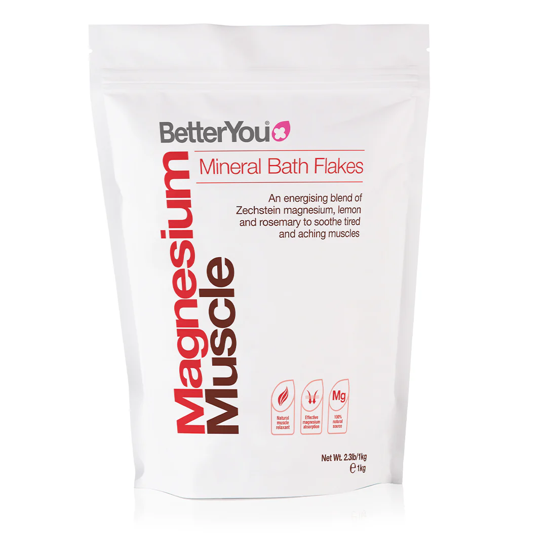 BetterYou Magnesium Muscle Bath Flakes 1000 g. (Magnio vonios dribsniai)