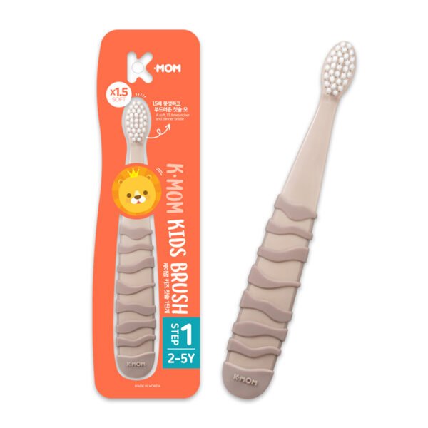 K-MOM Vaikiški dantų šepetėliai (nuo 5 iki 8 metų), šilta ruda
