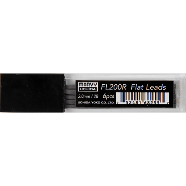 Grafito šerdelės automatiniam pieštukui MARVY UCHIDA #FL200R, juoda, 2 mm. 6 vnt.