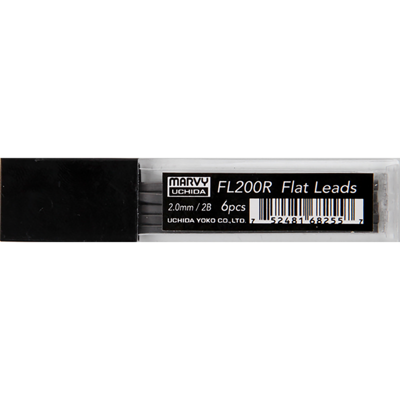 Grafito šerdelės automatiniam pieštukui MARVY UCHIDA #FL200R, juoda, 2 mm. 6 vnt.