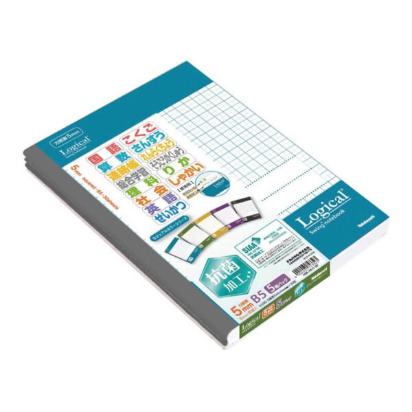 Antivirusinės užrašų knygelės „Logical Swing Notebook – Casual Color Series“ su sidabro jonų danga, semi B5 langeliais 5 mm- įv. spalvų (5 vnt.) HB5-H511-5P