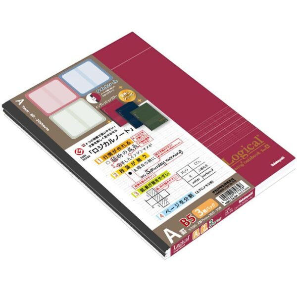 Užrašų knygelės „Logical Swing Impression Color“ - semi B5, linija 7mm -įv. spalvų (3 vnt.) NB517A-3P