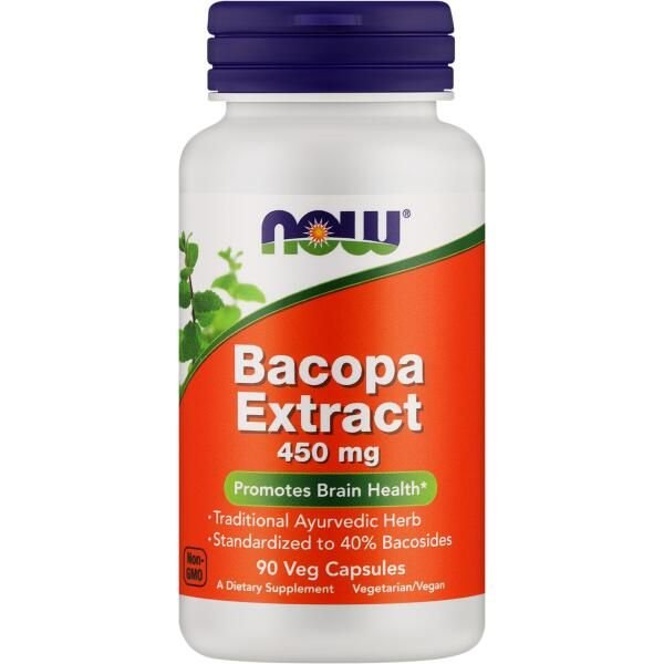 NOW Bacopa Extract 90 kaps. (Mėlynžiedės taškuonės ekstraktas)