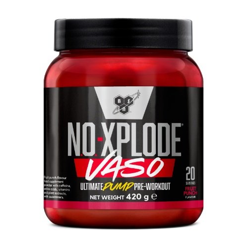 BSN N.O. Xplode VASO prieštreniruotinis gėrimas su kofeinu 420g skonis - Vaisių punšo