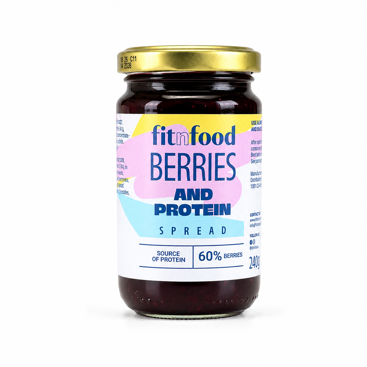 Fitnfood Džemas su Baltymais 240g skonis - Uogų