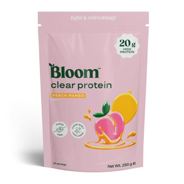 Bloom Clear Protein Collagen 250g skonis - Persikų - mangų