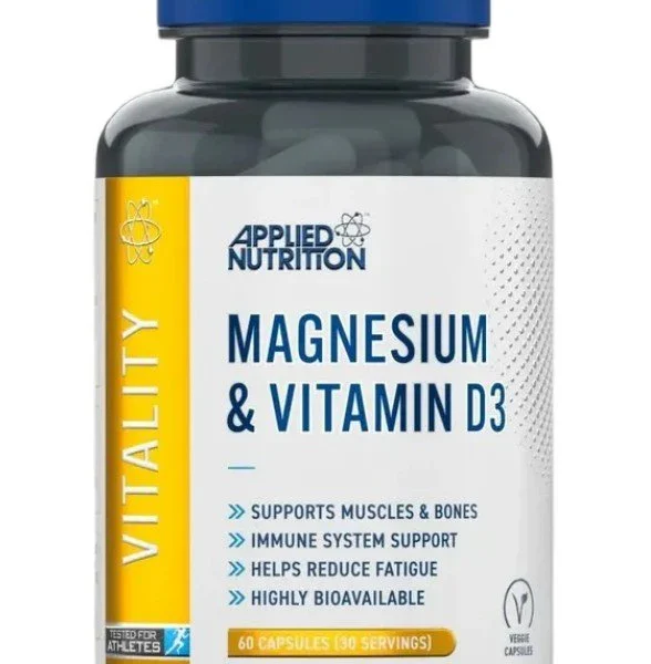 Applied Nutrition Magnesium & Vitamin D3 60 kaps.